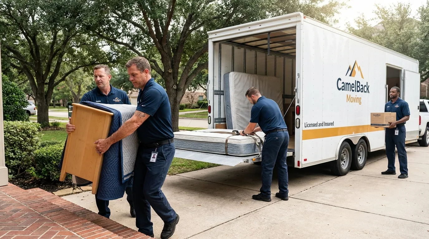 Crew loading residential truck for cross-state move from Country Club Hills, IL