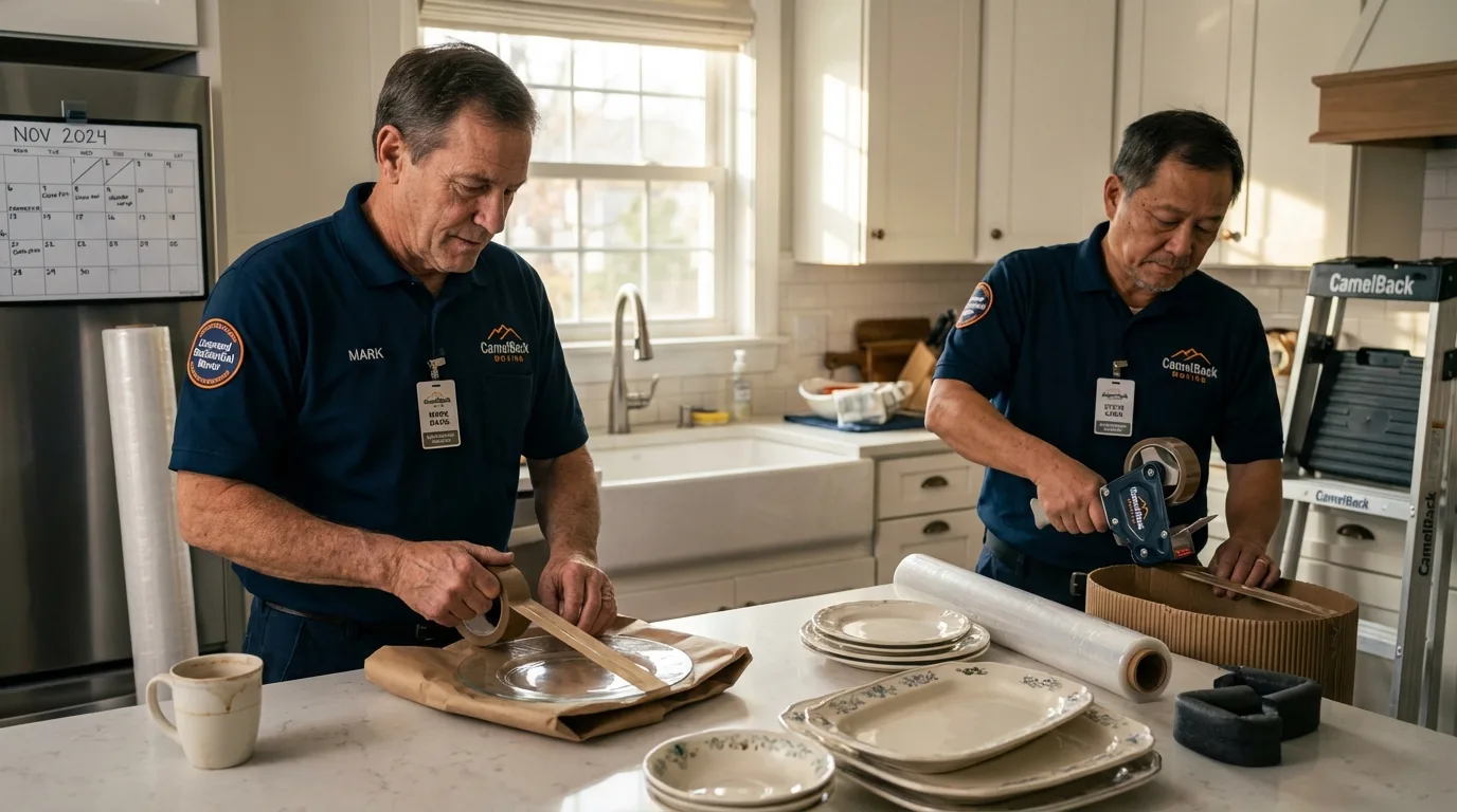 Professional crew packing kitchen dishware in Country Club Hills, IL